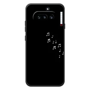 Чехол с картинками на черном фоне для Nothing Phone (4a) (Ноты)