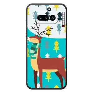 Силиконовый бампер с картинкой животных для Nothing Phone (4a) (Олень с шарфом)