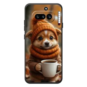 Печатный чехол «Зверята с кофе» для Nothing Phone (4a) (Собачка с кофе)