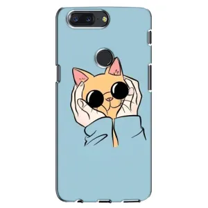 Бампер з зображенням Котиків для ВанПлас 5Т (КОТИК в окулярах)