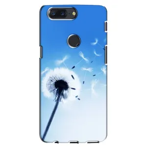 Силиконовый Чехол с одуванчиками на One Plus 5T (Одуванчик на голубом)