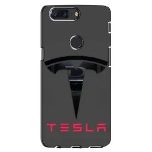 Силиконовый бампер с картинкой машины на One Plus 5T (Logo TESLA)