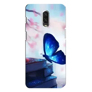 Силиконовый бампер с картинкой животных для One Plus 6T (Бабочка синяя)
