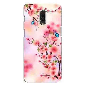 Чехол с принтом САКУРЫ на One Plus 6T (Бабочки на сакуре)