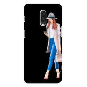 Чехол с картинкой Модные Девчонки One Plus 6T (Девушка со смартфоном)