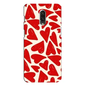 Чехлы с тематикой "Маленькие Сердечки" на One Plus 6T (Красные сердечка)