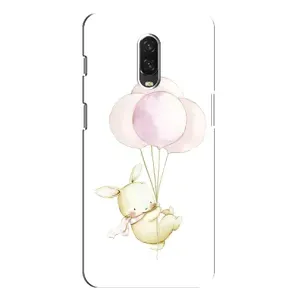 Силиконовый бампер с картинкой животных для One Plus 6T (Кролик и шарики)