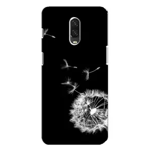Силиконовый Чехол с одуванчиками на One Plus 6T (Одуванчик на чёрном)