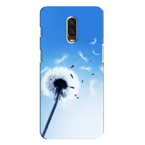Силиконовый Чехол с одуванчиками на One Plus 6T (Одуванчик на голубом)