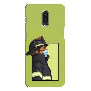 Силиконовый бампер (Работники) на One Plus 6T (Пожарник)