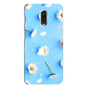 Чехол с Цветами для One Plus 6T (ромашки на голубом)
