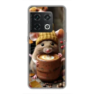 Друкований чохол 'Звірята з кавою' для OnePlus 10 Pro (Мишка з кавою)