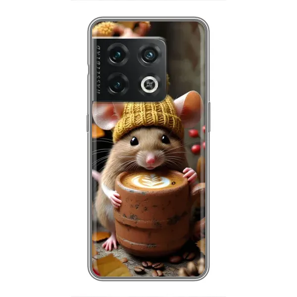 Чехол с рисунком «Мышка с кофе» для OnePlus 10 Pro