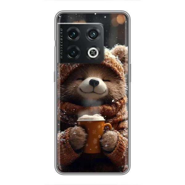 Чехол с рисунком «Медвежонок с кофе» для OnePlus 10 Pro