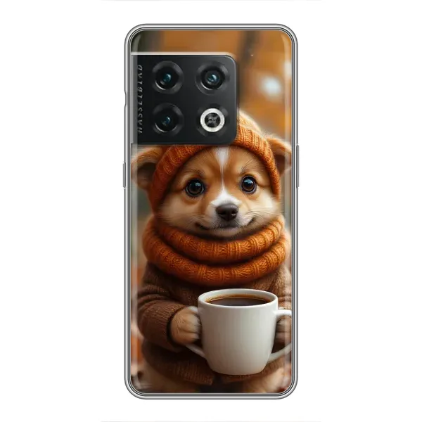 Чехол с рисунком «Собачка с кофе» для OnePlus 10 Pro