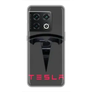 Силиконовый бампер с картинкой машины на OnePlus 10 Pro (Logo TESLA)