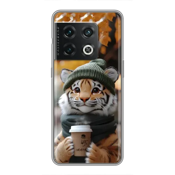 Чехол с рисунком «Тигр с кофе» для OnePlus 10 Pro