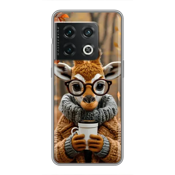 Чехол с рисунком «Жираф с кофе» для OnePlus 10 Pro