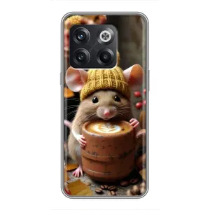Печатный чехол «Зверята с кофе» для OnePlus 10T (Мышка с кофе)