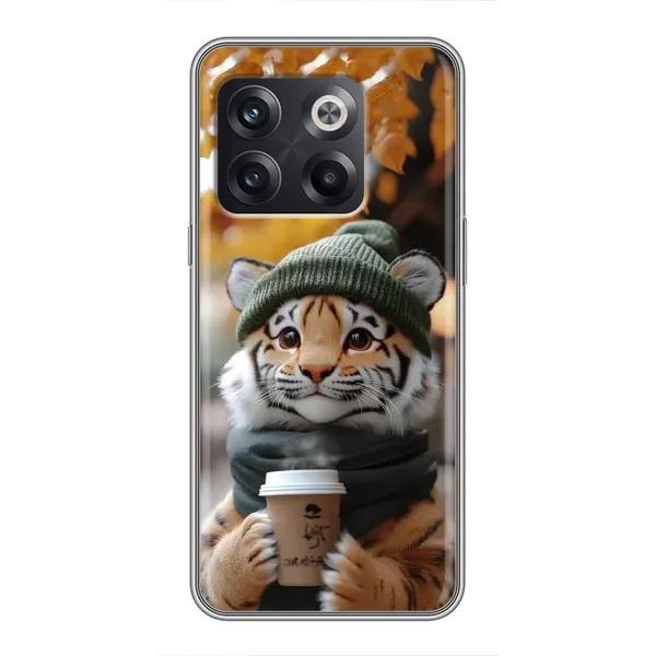 Чехол с рисунком «Тигр с кофе» для OnePlus 10T Чехол с рисунком «Тигр с кофе» для OnePlus 10T