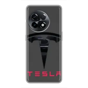 Силиконовый бампер с картинкой машины на OnePlus 11 (Logo TESLA)