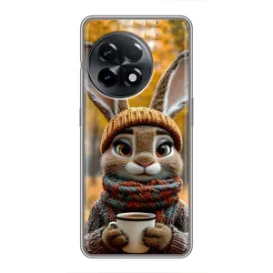 Друкований чохол 'Звірята з кавою' для OnePlus 11 (Зайчик з кавою)
