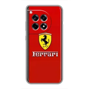Силиконовый бампер с картинкой машины на OnePlus 12 Pro (Ferrari Logo)