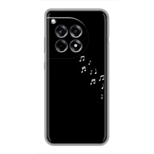 Чехол с картинками на черном фоне для OnePlus 12 Pro (Ноты)