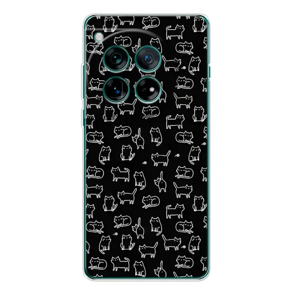 Чохол з малюнком «Котики на чорному» для OnePlus 12 Чохол з малюнком «Котики на чорному» для OnePlus 12