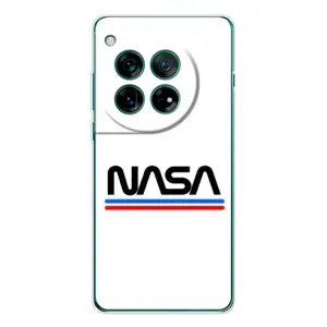 Силиконовый бампер с принтом "Наса" на OnePlus 12 (NASA на белом фоне)