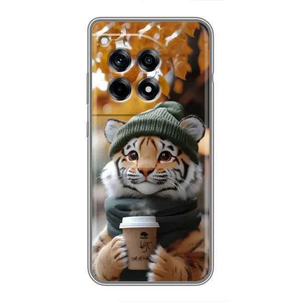 Чехол с рисунком «Тигр с кофе» для OnePlus 12R