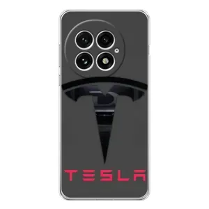 Силиконовый бампер с картинкой машины на OnePlus 13 (Logo TESLA)