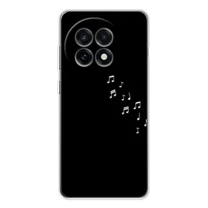 Чехол с картинками на черном фоне для OnePlus 13R (Ноты)