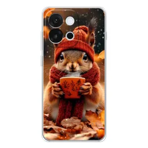 Печатный чехол «Зверята с кофе» для OnePlus 13T (Белка с кофе)