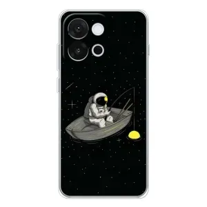 Силиконовый Чехол с принтом "Космонавты" на OnePlus 13T (Космонавт на рыбалке)