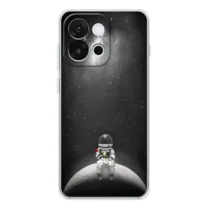 Силиконовый Чехол с принтом "Космонавты" на OnePlus 13T (Космонавт романтик)