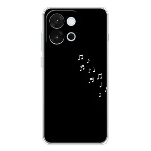 Чехол с картинками на черном фоне для OnePlus 13T (Ноты)