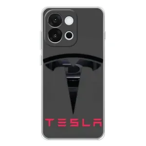 Силиконовый бампер с картинкой машины на OnePlus 13T (Logo TESLA)