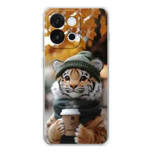 Печатный чехол «Зверята с кофе» для OnePlus 13T (Тигр с кофе)