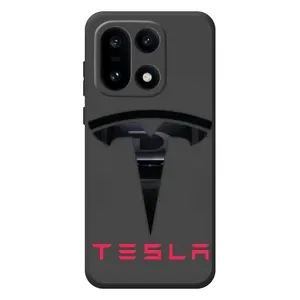 Силиконовый бампер с картинкой машины на OnePlus 15 (Logo TESLA)