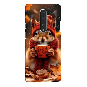 Печатный чехол «Зверята с кофе» для OnePlus 7 Pro (Белка с кофе)