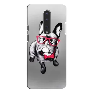 Чехол (ТПУ) Милые собачки для OnePlus 7 Pro (Бульдог в очках)
