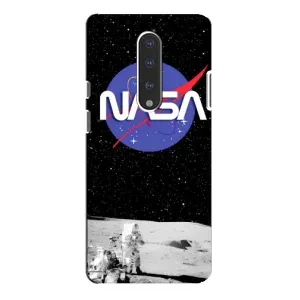 Силиконовый бампер с принтом "Наса" на OnePlus 7 Pro (Nasa на луне)
