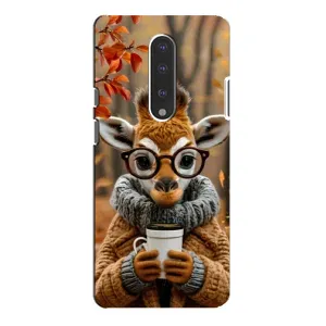 Печатный чехол «Зверята с кофе» для OnePlus 7 Pro (Жираф с кофе)