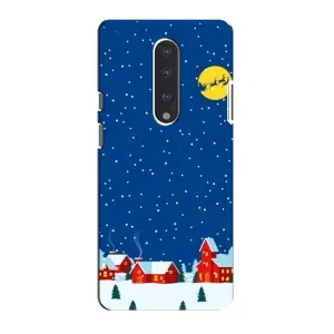 Силіконовий бампер на різдво для OnePlus 7 (Місто в снігу)