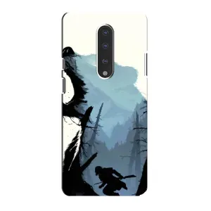 Силиконовый бампер с картинкой животных для OnePlus 7 (Медведь и лес)