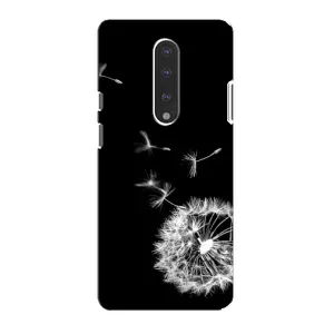 Силиконовый Чехол с одуванчиками на OnePlus 7 (Одуванчик на чёрном)