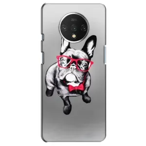 Чехол (ТПУ) Милые собачки для OnePlus 7T (Бульдог в очках)