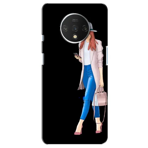 Чехол с рисунком «Девушка со смартфоном» для OnePlus 7T