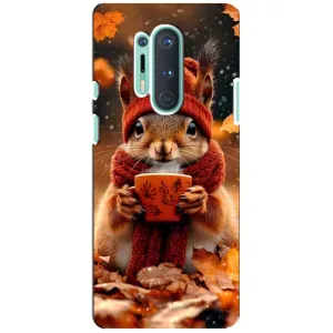 Печатный чехол «Зверята с кофе» для OnePlus 8 Pro (Белка с кофе)